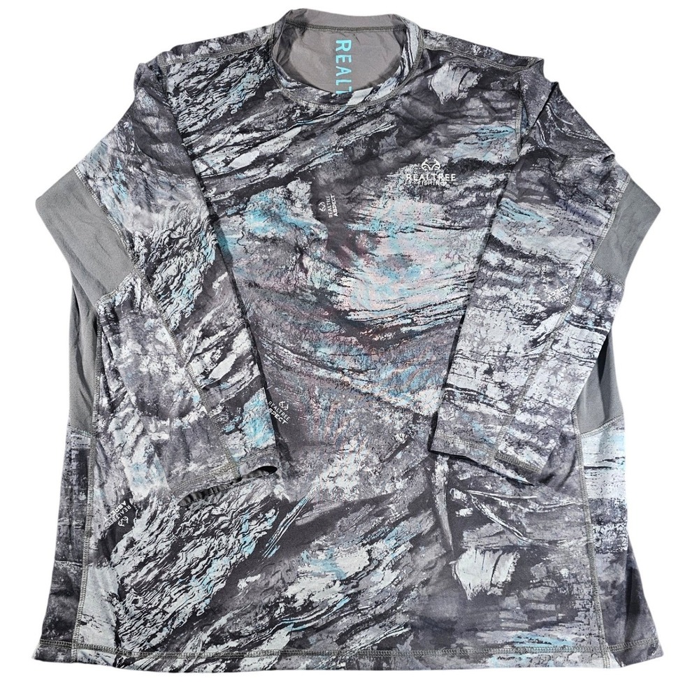 Realtree Fishing Performance Rereversible Shirt Mens 3XL Grey Aspect Camo UPF 30